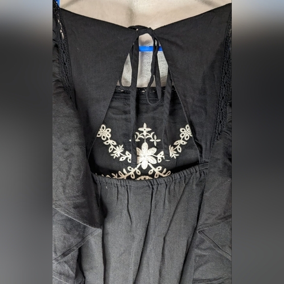 Old navy Flutter-Sleeve Embroidered Tie-Back Mini Dress  size L Cotton Rayon - Picture 14 of 14